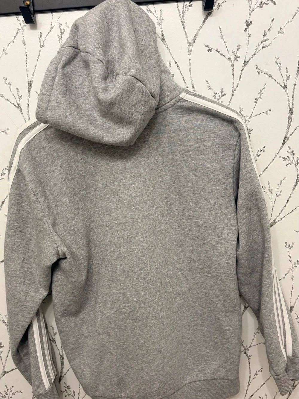 Adidas grey 3 stripe hoody size Large